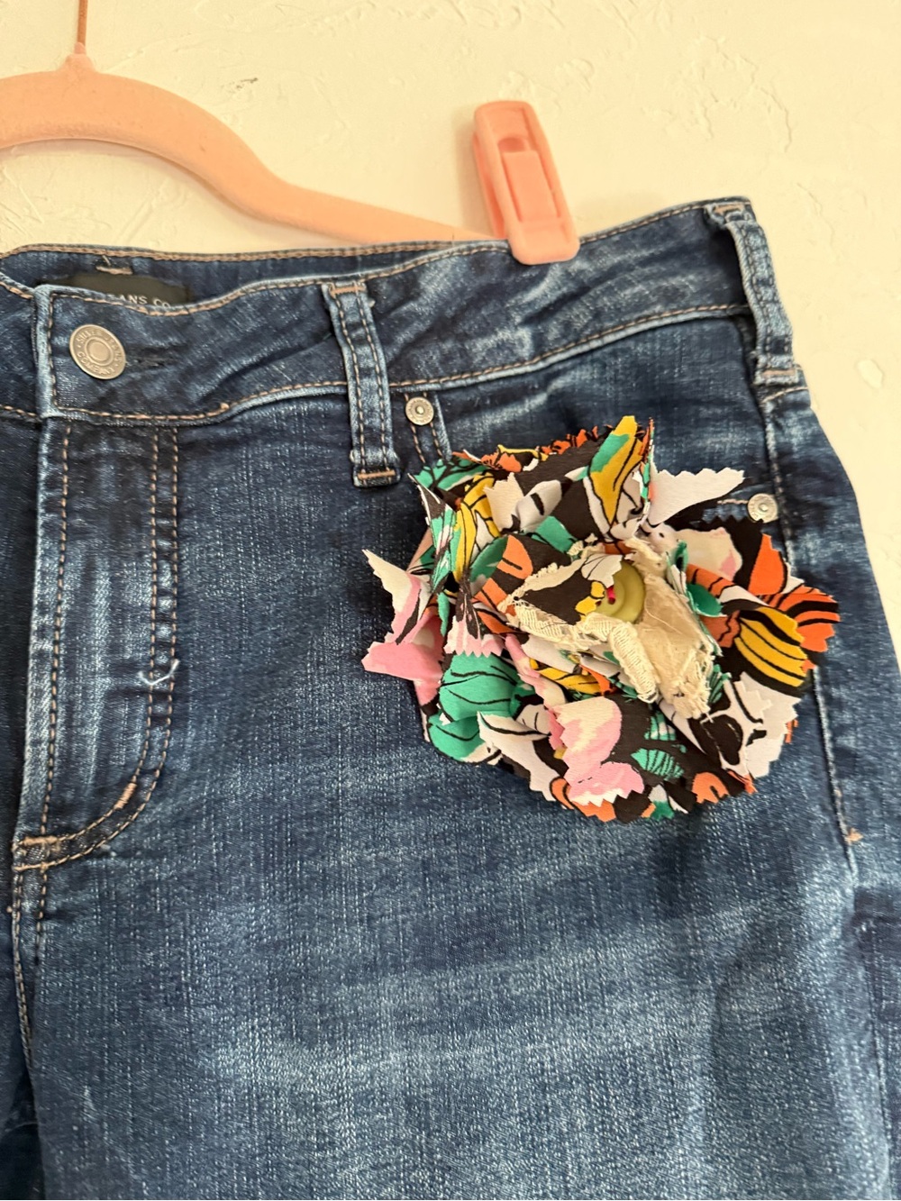 Artisan Upcycled Scrappy Denim Boho Jeans Size 32 - Picture 4 of 16